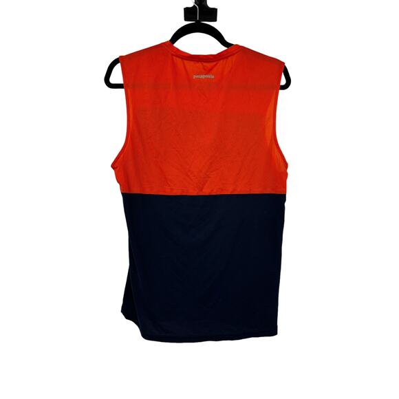 Patagonia Top Mens Small Windchaser Sleeveless Tank Navy Orange Mesh Running - Picture 2 of 8
